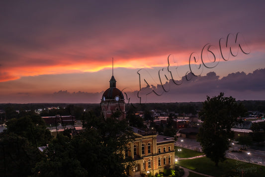 Elkhart County Courthouse at sunset