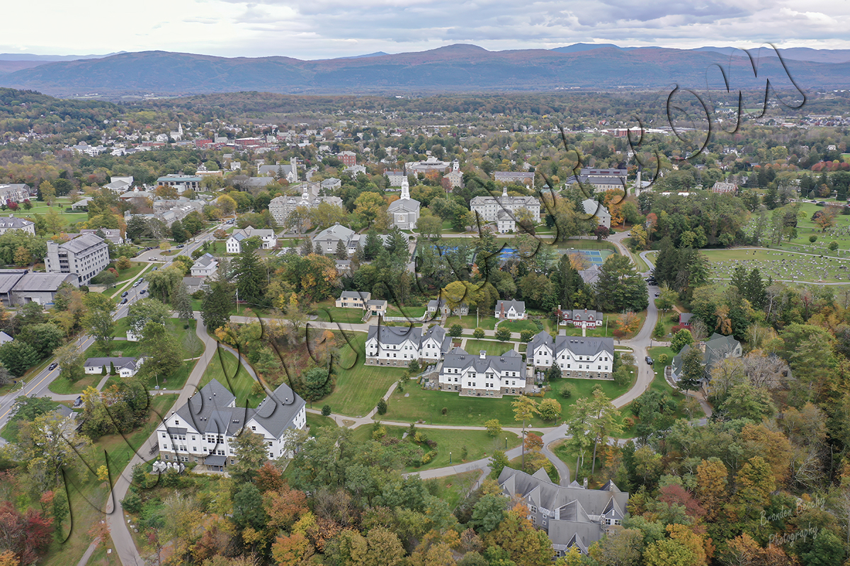 Aerial view of Middlebury College in Vermont
